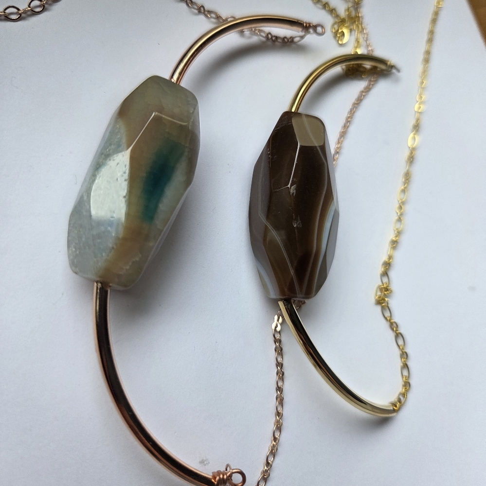 Agate Rose Gold/ 16k Gold Plated Necklaces